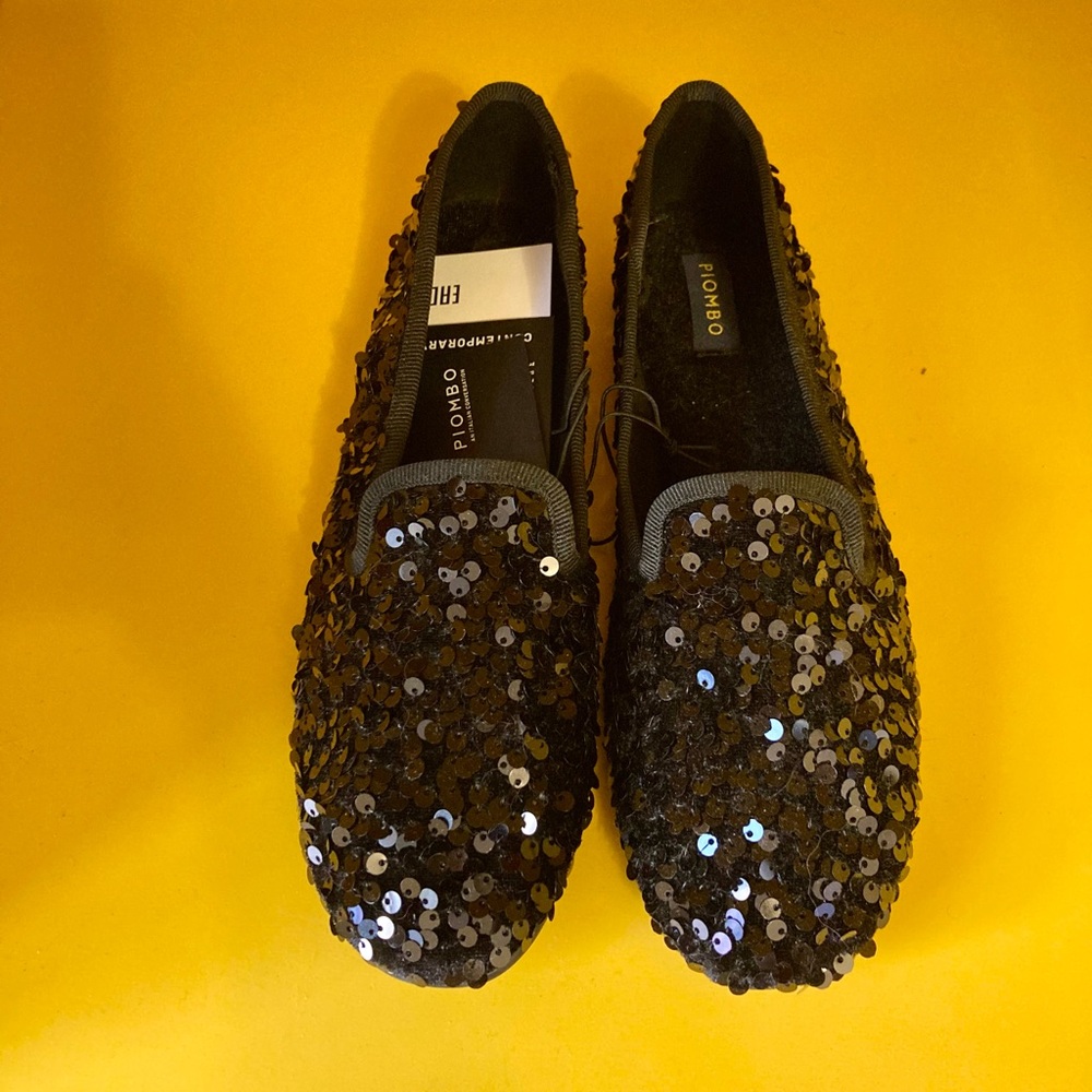Piombo Black Sequin Loafers